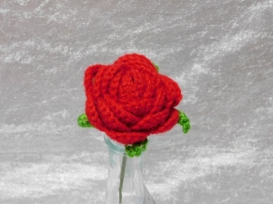 Crochet Closed Rose - Red